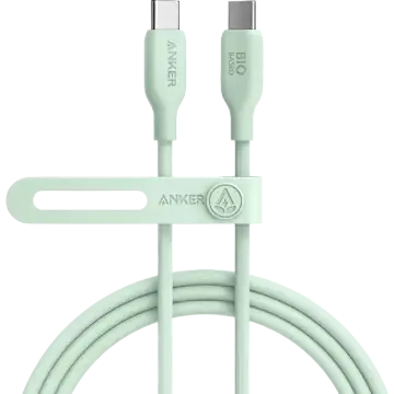 کابل انکر ۵۴۴ USB-C به USB-C بایو بیسد ۱۴۰ وات طول ۰٫۹ متر سبز نعنایی